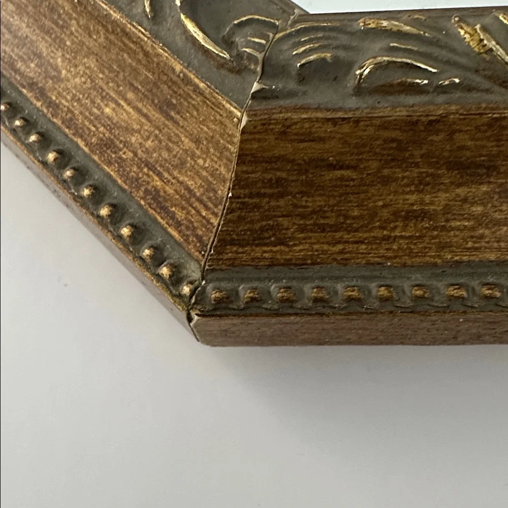 Vintage Octagon Wall Mirror in Filigree Wood Frame